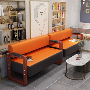 Silla <span class=keywords><strong>de</strong></span> Espera Moderna <span class=keywords><strong>de</strong></span> Estilo Retro en Cuero PU para Salones <span class=keywords><strong>de</strong></span> Belleza, Peluquería, Arte <span class=keywords><strong>de</strong></span> Uñas, con Madera Casual, para Centros Comerciales, Escuelas y Hospitales - Product Image 3