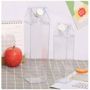 500Ml Plastic Milk Carton Case <b>Clear</b> Square Shape Drinkware Water Cups Drink Bottles - Product Image 5