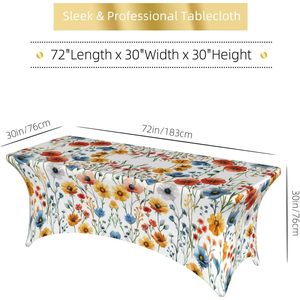 Mantel elástico con estampado personalizado de flores alegres, mantel elástico resistente a las manchas para la decoración de la cocina del hogar, pedido mínimo 1 - Product Image 3