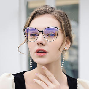 Monture de lunettes œil-de-chat pour femme 87014, en TR90, monture complète, protection anti-lumière bleue, verres AC, design quadrilatère - Product Image 4