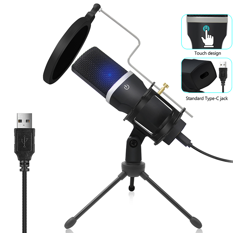 Современный дизайн запись настольный микрофон проводной профессиональный микрофон с штатив-Трипод стойка