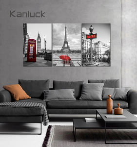 Toile imprimée aquarelle avec cadre, motif rue de Paris et bâtiment célèbre, couleurs vives et résistante à l'eau - Product Image 3