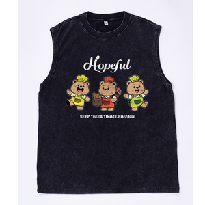 Gewaschene, übergroße Cartoon-Drei-Koch-Bären-Schürze „Bread Hopeful Keep the Ultimate Passion“ im Used-Look, ärmelloses Tanktop - Product Image 5