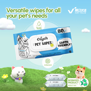 ผ้าเช็ดทำความสะอาดสัตว์เลี้ยงแบบธรรมชาติ ไม่ถักทอ ย่อยสลายได้ สำหรับสุนัขและแมว ผ้าเช็ดทำความสะอาดอินทรีย์สำหรับอุ้งเท้าและร่างกาย - Product Image 1