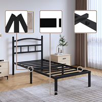 Fabrikverkauf: Einzelbett mit Eisenrahmen, Kopfteil und leerer Verpackung – ideal für Hotels, Krankenhäuser, Apartments, Suiten und Schulen