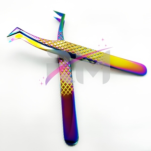 Pince à cils en acier inoxydable, multi-plasma, avec poignée diamant, pour volume russe, personnalisable - Product Image 2