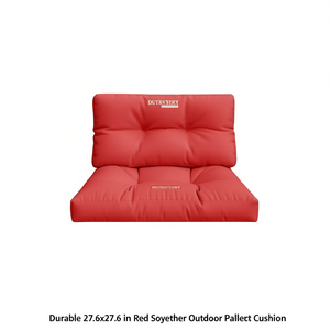 Coussin de palette d'extérieur Dutrstery 27,6x27,6 pouces en polyester rouge durable, carré matelassé, toutes saisons - Product Image 1