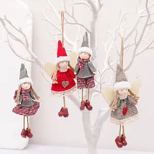 MAIMAI Home cute Angel Dolls Christmas Tree Ornament Elf Pendant Table lovely fabric angel hanging decoration doll with wing