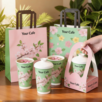 Emballage personnalisé écologique de thé café en gros thé oriental tasse en papier chaud sac de tasse en plastique glacé et accessoires avec votre marque