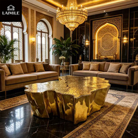 Ensemble de tables basses de luxe dorées irrégulières en acier inoxydable poli, table centrale artistique pour villa, salon, décoration intérieure, mobilier