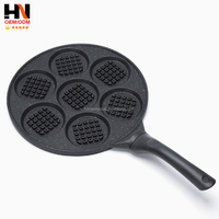 Poêle à petit-déjeuner multifonction 7-en-1 à fond plat, pour œufs, hamburgers, en aluminium, avec 7 trous, en promotion