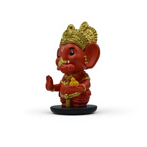 Shree Ganesh เทวรูปพลาสติกสำหรับตกแต่งบ้านและสำนักงานสีส้มสนุกสนาน - Product Image 5