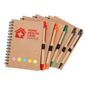 Promoción: Cuaderno y Bolígrafo Personalizados con Logotipo para Servicios de Atención Médica Domiciliaria, Bloc de Notas Kraft Personalizado con Bolígrafo y Notas Adhesivas - Product Image 1