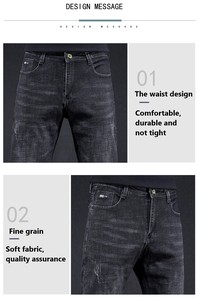 Jeans pour hommes, dernières tendances, coupe droite, en coton élastique, slim, <span class=keywords><strong>skinny</strong></span>, noir - Product Image 3