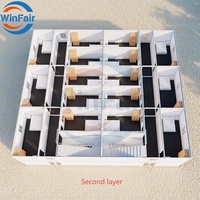 WinFair 2025 simple 3 couches conteneur amovible maison duplex bâtiment préfabriqué grandes maisons modernes avec porche de luxe résistant aux ouragans