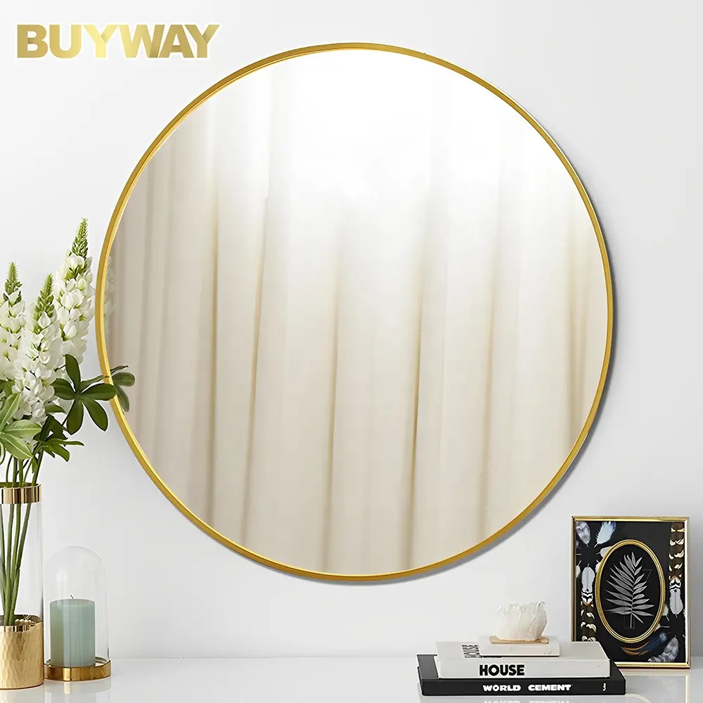 Wholesale Gold Round Wall Mirror Home Decor Shape Metal Frame Decorative Wall Mirror