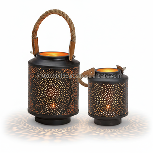 Bougeoir votif en fer avec des courbes élégantes et un travail découpé au laser parfait pour les autels spirituels ou les thèmes de décoration de temple - Product Image 1