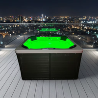 Baignoire autoportante moderne en acrylique pour extérieur, avec cascade, massage, spa écologique pour 5 personnes, LED colorées