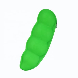 Étui à crayons <span class=keywords><strong>en</strong></span> silicone imperméable portable <span class=keywords><strong>en</strong></span> forme de <span class=keywords><strong>pois</strong></span> mignon pour étudiants, rangement de papeterie, sac à stylos - Product Image 1