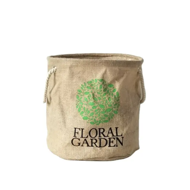 鉢植えホルダー用エコラウンドガセット黄麻布ジュートバスケットトートバッグ
