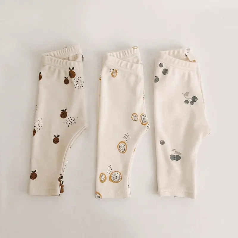 2022 spring and autumn infant clothes organic cotton baby trousers baby wear leggings pants