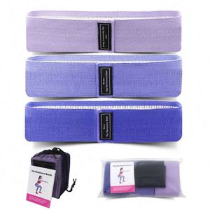 Ensemble de 3 bandes de résistance pour les hanches, en polyester, avec logo personnalisé, pour yoga, fitness, exercices de gym, entraînement à domicile, fabriqué en usine BSCI. - Product Image 6