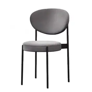 Simple Cheap Factory Direct Selling Linen Fabric Dining Chair With Black Glides