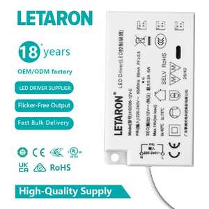 Transformateur LED ultra-mince 6W 15W 12V DC à haute efficacité énergétique avec câble d'entrée intégré, alimentation LED étanche en plastique pour - Product Image 1