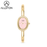Vintage Ovale Offene Armbanduhr für Damen Gold Armband Design Einfache Mädchen Rosa Uhr 3ATM Wasserdichte Damen Armbanduhr