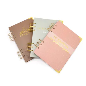 2023 Custom Planner Cuaderno Notebook Diary Journal Custom Cover Logo 6 Pcs 3 Ring Metal Loose Leaf Binders Planner