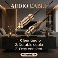 Câble audio micro équilibré 3,5 mm TRS mâle vers XLR 3 broches femelle, cuivre sans oxygène, gaine en nylon, pour enregistrement, mixage, sonorisation, caméra