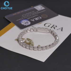 Pulsera de Plata de Ley S925 con Halo Cuadrado de Moissanita VVS, Joyería Hip Hop de Moda, Bañada en Rodio, Pulsera de Moissanita Cúbica - Product Image 2
