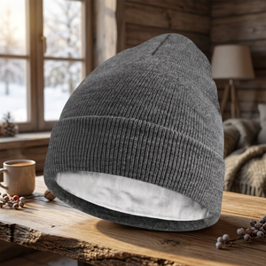 Gorro de Punto Acrílico Unisex de Color Sólido con Forro Polar para Ciclismo en Invierno, Estilo Casual, Circunferencia de Cabeza Ajustable RAHRAJ - Product Image 3