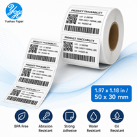 Rollo de Etiquetas Térmicas Directas de 50x30mm con Recubrimiento Superior, Rollo de Etiquetas Térmicas Directas Autoadhesivas para Códigos de Barras y Almacenes