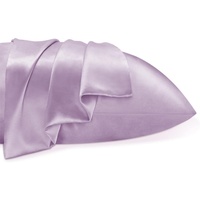 Taie d'oreiller en soie imitée avec logo personnalisé, commandes en gros pour literie de luxe, taille standard Queen, forme enveloppe, couleur unie