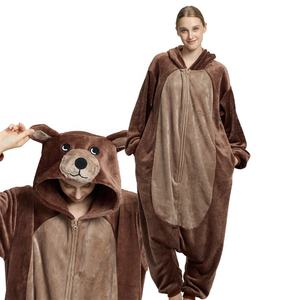 Disfraz de Oso para Pijamas, Mono Divertido para Adultos, Parejas, Ropa de Dormir Térmica con Capucha, 100% Poliéster, Excelente Regalo de Navidad - Product Image 1