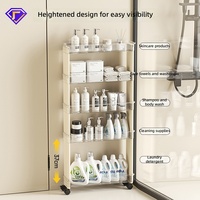 Carrito de Almacenamiento Rodante Delgado y Transparente de PET, Organizador de Baño Móvil con Ruedas para Espacios Estrechos, para Minoristas en Línea