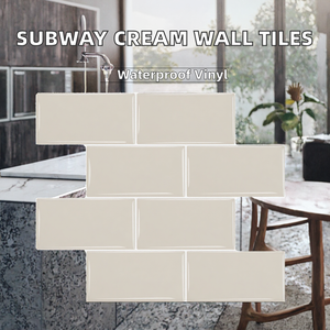 Carreaux muraux autocollants en vinyle effet crème pour métro, imperméables, pour la décoration des murs de cuisine et de salon - Product Image 2