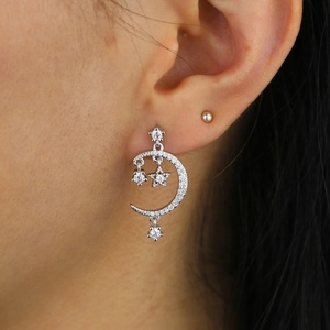 2023 Christmas Gift Cute Lovely Cz <strong>Moon</strong> <strong>Star</strong> Drop <strong>Earring</strong> for Girl Women Jewelry - Product Image 2