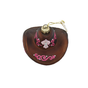 Cow boy occidentale cappello rosa a strisce albero di natale ornamenti del nuovo anno decorazioni natalizie vetro artigianato piccoli regali per coppie - Product Image 6