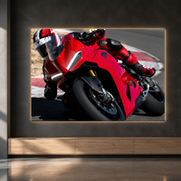 Art mural LED moto sportive, trois images de motos de course pour garage, salle de jeux, bureau, salon, décoration intérieure moderne