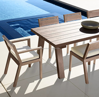 Meubles de jardin extérieurs modernes et confortables de luxe, table et chaises de salle à manger en teck imperméables pour 8 à 12 personnes