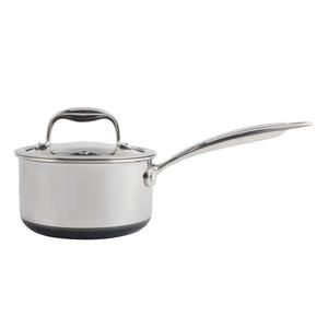 Casserole en acier inoxydable de 14 cm avec revêtement antiadhésif en nid d'abeille et couvercle en verre, compatible induction, pour la nourriture pour bébés - Product Image 1