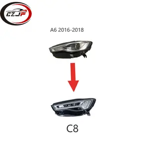 CZJF lampu depan audi A6 2016 2017 2018, lampu depan kualitas tinggi ditingkatkan menjadi C8 LED