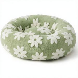 Lüks, Çevre Dostu, Yıkanabilir Kılıflı, Yumuşak ve Rahatlatıcı Kış Baskılı Yuvarlak Donut Şeklinde Küçük, Orta ve Ekstra Büyük Boy Kedi Yatağı/Köpek Yatağı - Product Image 1