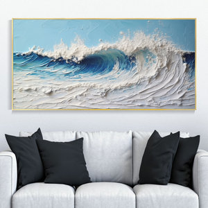 Dipinto a Olio 3D con Texture Oceano, Arte Astratta Blu Mare, Pittura alla Moda Impressionista, Decorazione per Soggiorno, Arte Murale per Casa - Product Image 6
