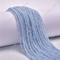 Perles en pierre naturelle Aigue-marine 2mm 3mm 4mm, rondes, facettées, en vrac, pour la fabrication de bijoux DIY