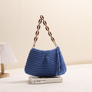 Borsa da <span class=keywords><strong>spiaggia</strong></span> da donna di nuova moda all'uncinetto con corde in cotone intrecciate Tote a spalla con chiusura a cerniera bellissima borsa da <span class=keywords><strong>spiaggia</strong></span> - Product Image 3