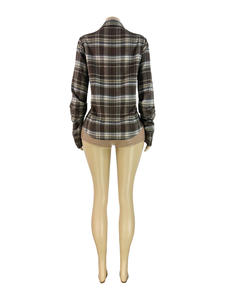 Camisas Vintage a Cuadros con Cuello <span class=keywords><strong>en</strong></span> V para <span class=keywords><strong>Mujer</strong></span>, Blusa Sexy con Parches, Manga Larga, Holgada y Plisada, Moda Otoño 2026, Ropa Exterior para <span class=keywords><strong>Mujer</strong></span> - Product Image 3