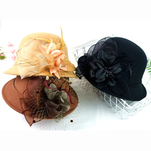 Cổ Điển Hoa Len Của Phụ Nữ <span class=keywords><strong>Top</strong></span> <span class=keywords><strong>Hat</strong></span> Ladies 'Nhà Thờ Fascinators Cho Đám Cưới Đảng Kinh Doanh Trang Phục Chính Thức Ren Phụ Kiện Phụ Kiện Giản Dị - Product Image 6